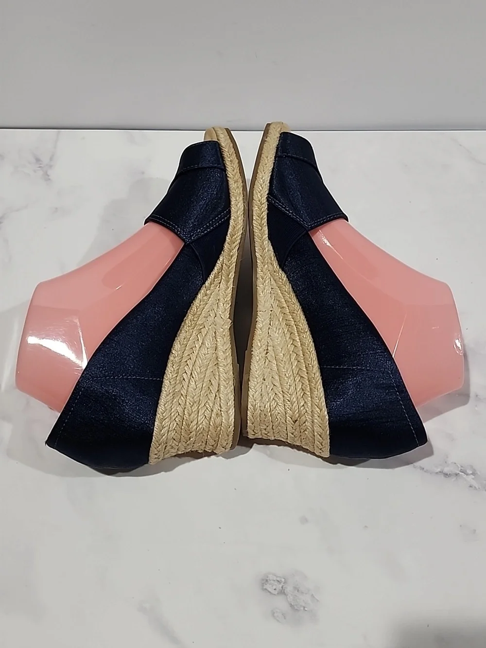 Easy Street Dark Blue Elegant Wedge Sandals